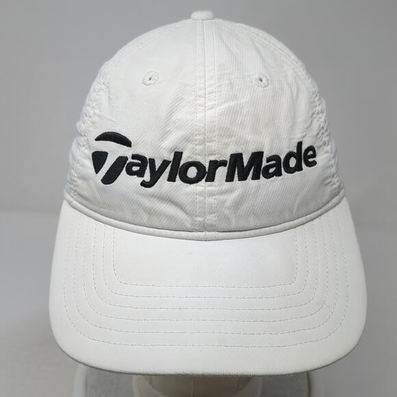 TaylorMade Strapback Hat Solid White One Size Vent Holes Outdoor - Picture 2 of 8